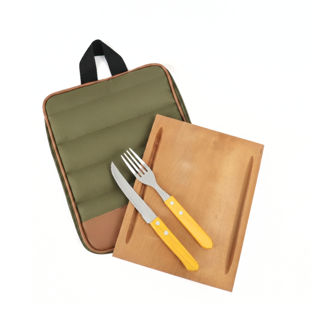 Set De Asado Estuche Cordura Verde (74-Ver)