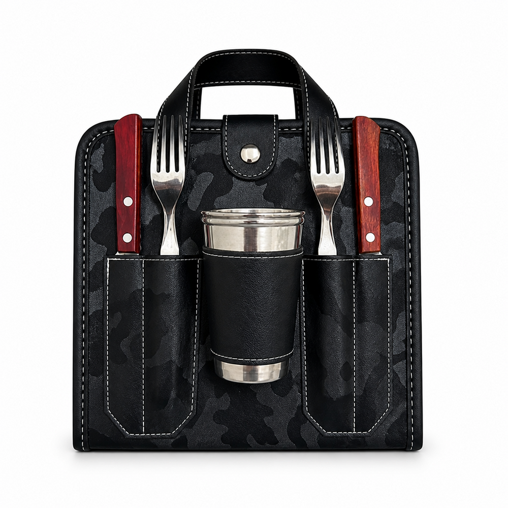 Set De Asado Rigido Doble Con Vaso /Cub Tramontina Dynamic (1037 Diseño)