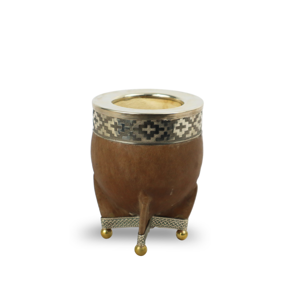 Mate Imperial Calabaza Cuero Crudo Alpaca Lisa Base Bolita | GB