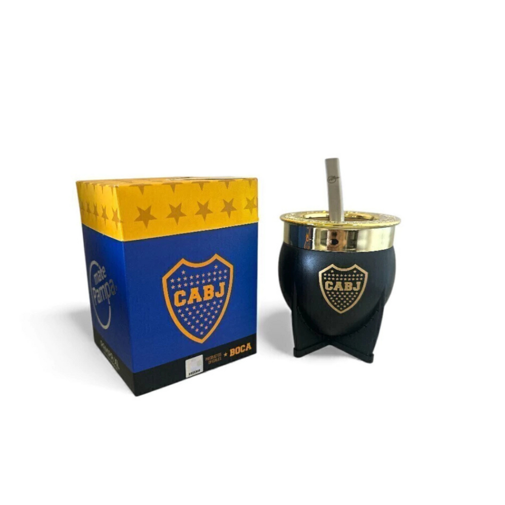 Mate Pampa XL Boca Juniors Blanco Con Bombilla